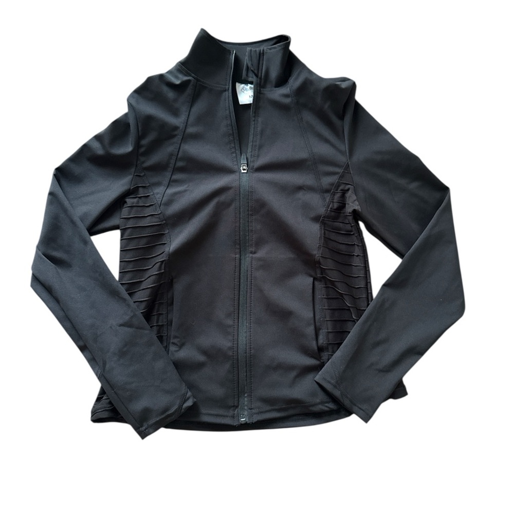 Black Women's Jacket long sleeves fitted zip up size medium workout performance